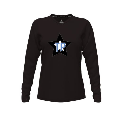 [CUS-DFW-TEES-CMF-VNK-LSL-BLK-FYXS-LOGO3] Comfort T-Shirt (Female Youth XS, Black, V Neck, Logo 3, Long Sleeve)